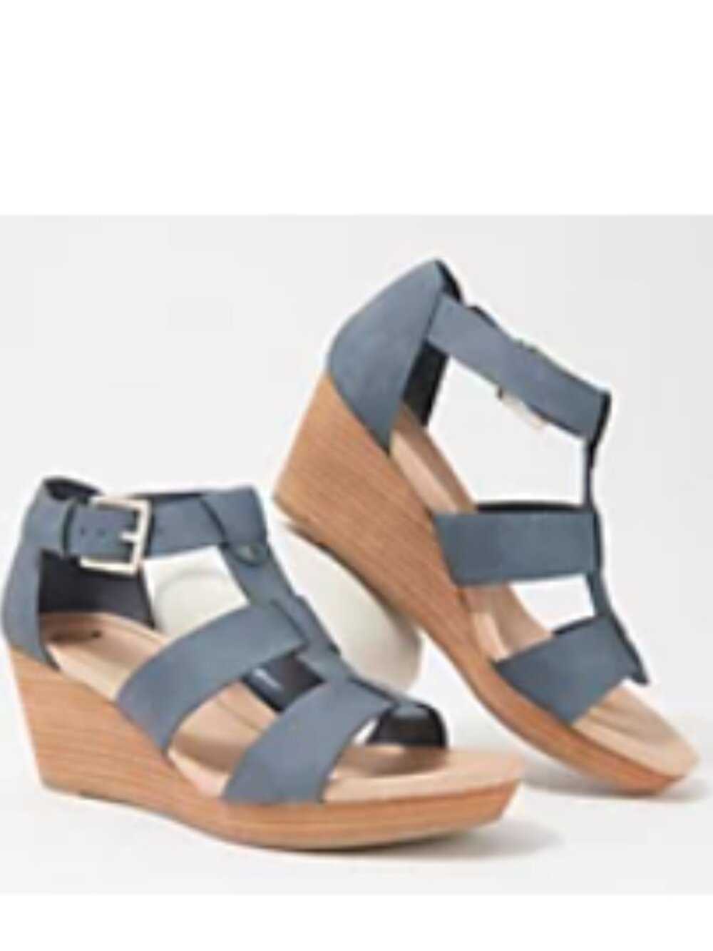 Dr. Scholl's Barton Wedge Sandals 9.5 Blue Strappy Ankle Strap
